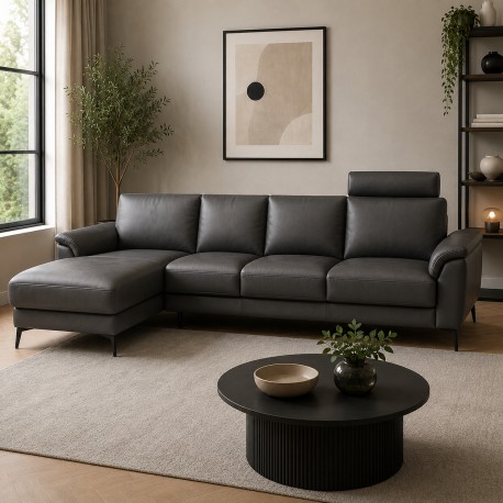Hjort Knudsen Ballerup Læder chaiselong sofa Venstrevendt