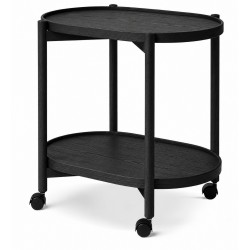 Thomsen Furniture - James Rullebord Sort Bejs egetræ eg 60x40 cm med Hjul