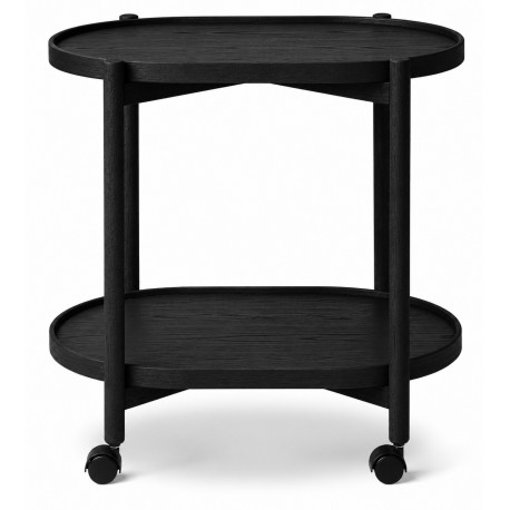 Thomsen Furniture - James Rullebord Sort Bejs egetræ eg 60x40 cm med Hjul