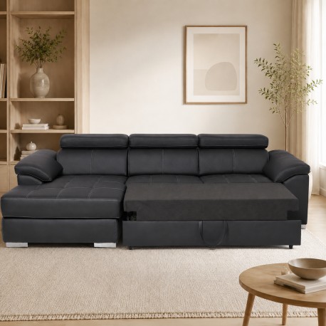 Stitch Sovesofa Venstrevendt Med Indbygget Sengeudtræk