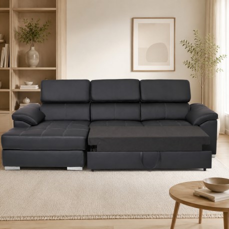 Stitch Sovesofa Venstrevendt Med Indbygget Sengeudtræk