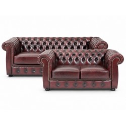 Liverpool Chesterfield 2+3 pers. sofa - Oxblod læder