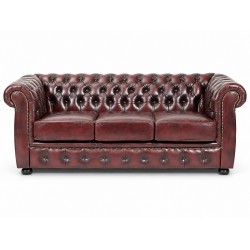 Liverpool Chesterfield 3 pers. sofa - Oxblod læder