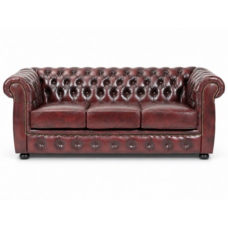 Liverpool Chesterfield 3 pers. sofa - Oxblod læder