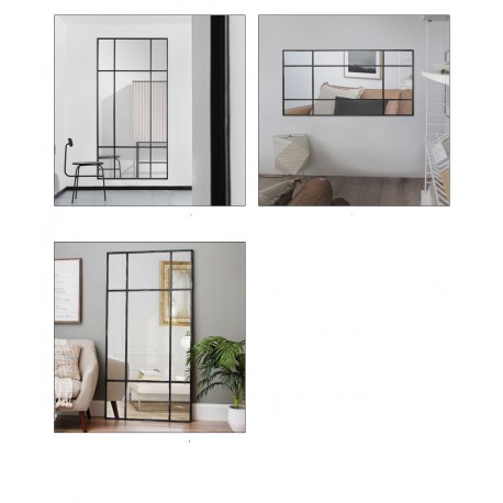 New Yorker Spejl med antiksort ramme i jern str 200x100cm