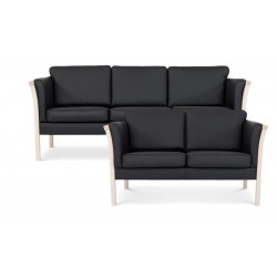 Dragør 3+2 sofasæt - Sort bonded læder