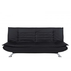 Faith sovesofa læderlook sort PU200 ben metal krom L196cm