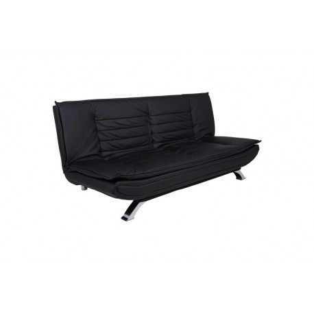 Faith sovesofa læderlook sort PU200 ben metal krom L196cm