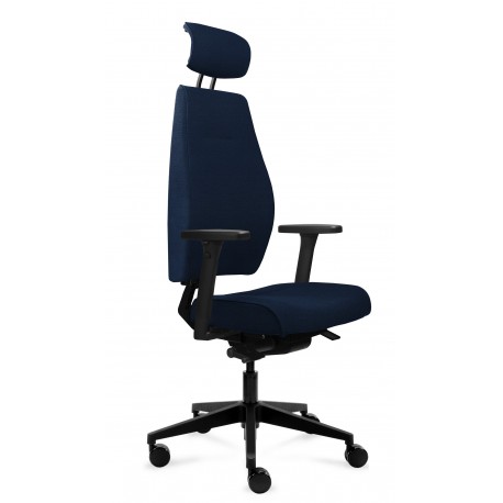 Magna kontorstol høj med nakkestøtte blå