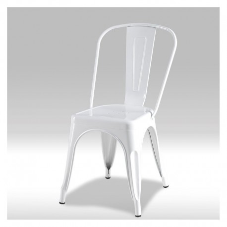 Korona spisestuestol i hvid lakeret stål