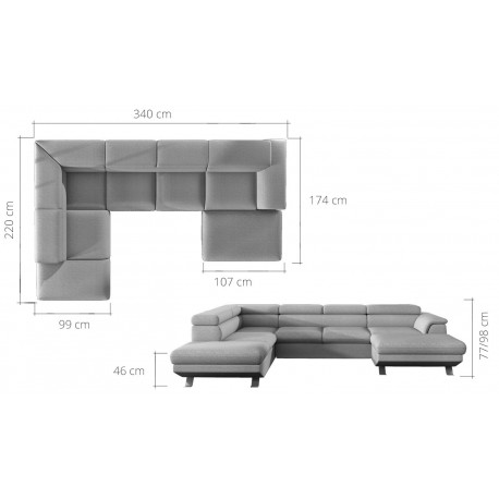 Phoenix hjørnesofa med chaiselong Beige Højrevendt