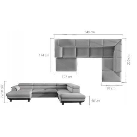 Phoenix hjørnesofa med chaiselong beige Venstrevendt