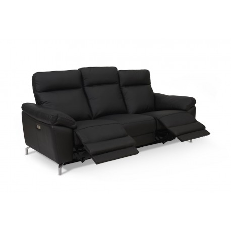 Selesta Recliner 3 pers. lædersofa sort