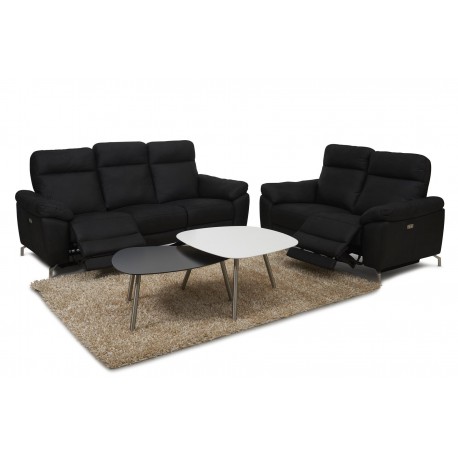 Selesta Recliner 3 pers. lædersofa sort