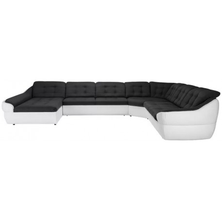 Siena XL U sofa venstrevendt sort stof Denver 21 sort / Hvid PU læder