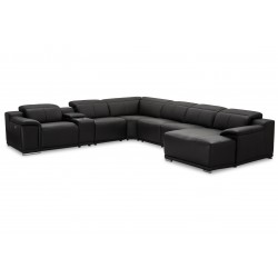 Alexa U-sofa i sort læder Højrevendt