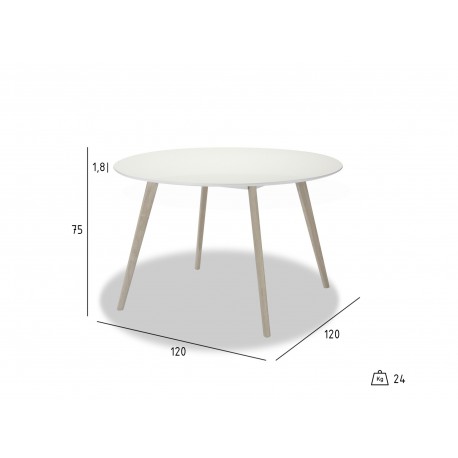 Life Spisebord Dia 120 Hvid/Oak