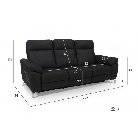 Selesta 3 Personers sofa Sort Stof