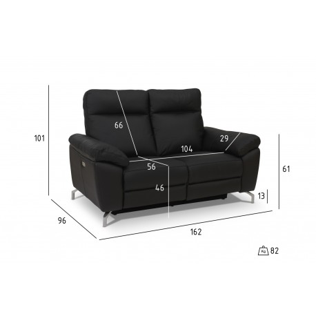 Selesta Recliner 2 pers. lædersofa sort