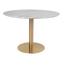 Bolzano Spisebord Hvid marmor look Ø110