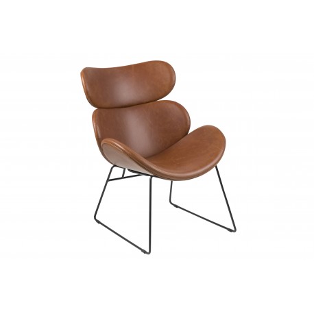 Cazar Lænestol vintage Cognac med sort stel