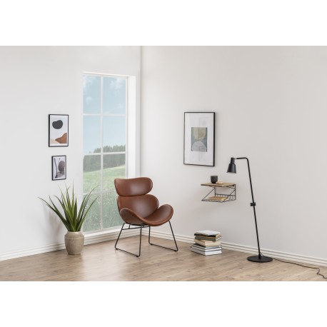 Cazar Lænestol vintage Cognac med sort stel