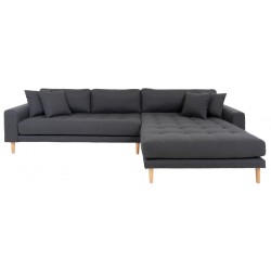 Lido - Højrevendt Chaiselongsofa - Mørkegrå stof