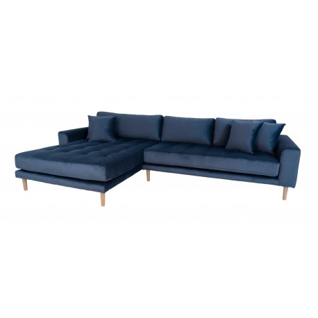 Andersen | Venstrevendt Chaiselongsofa | Mørkeblå velour
