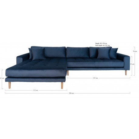 Andersen | Venstrevendt Chaiselongsofa | Mørkeblå velour