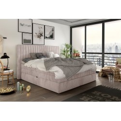 Luksemburg Kontinentalseng med opbevaring 160x200 rosa velour