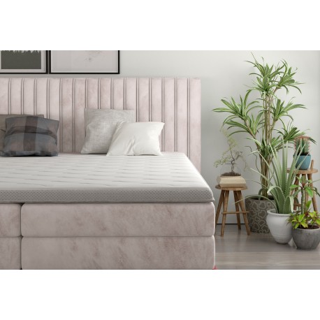 Luksemburg Kontinentalseng med opbevaring 140x200 rosa velour