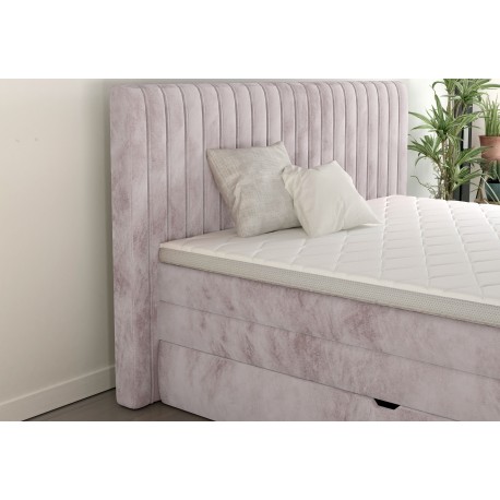 Luksemburg Kontinentalseng med opbevaring 140x200 rosa velour