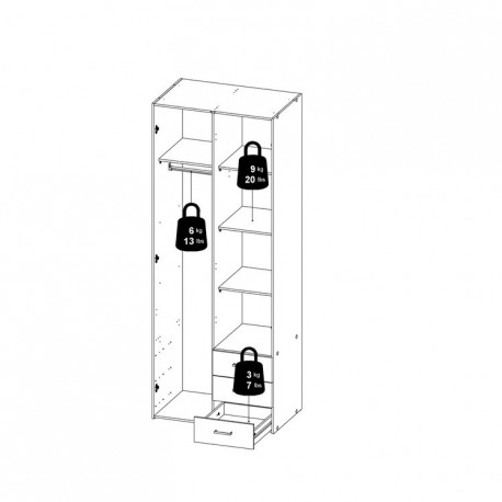 Bolmen garderobeskab 77 cm 2 låger - Hvid