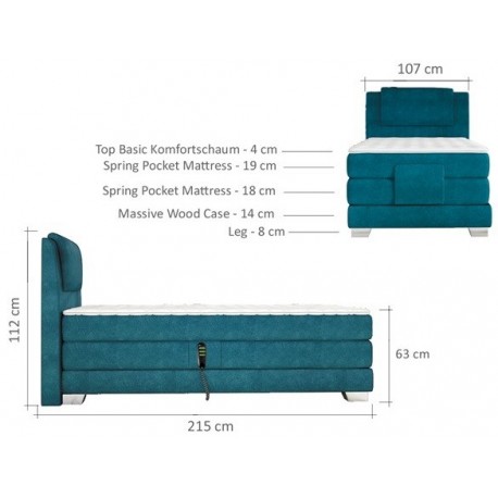 Nordica Elevationsseng 100x200 sort stof