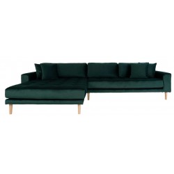 Lido chaiselongsofa i grøn velour venstrevendt