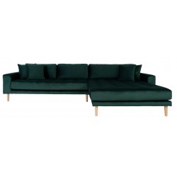 Lido - Højrevendt Chaiselongsofa - Grøn velour