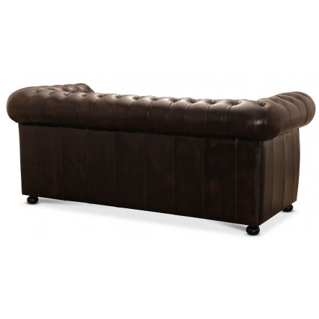 Liverpool 2+3 personer chesterfield sofa - brun ægte læder