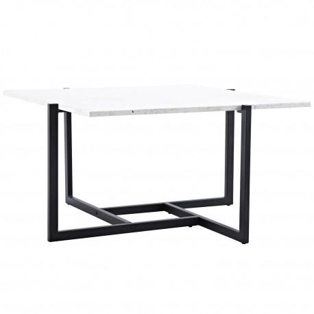 Hybrid Sofa Table 80*80 - White Terazzo/ Black