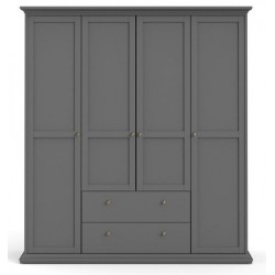 Bordeaux garderobeskab 181 cm 4 låger + 2 skuffer - Mørkegrå