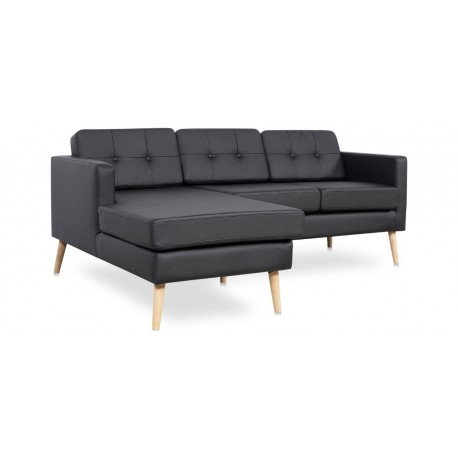 Novelty ch. sofa venstrevendt- Sort tekstillæder
