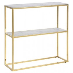 Alisma konsolbord guldfarvet hvid marmor print