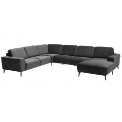 Hjort knudsen Copenhagen hjørnesofa med chaiselong grå velour Højrevendt