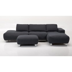 Hjort Knudsen Aarhus chaiselongsofa med open end højrevendt sort stof