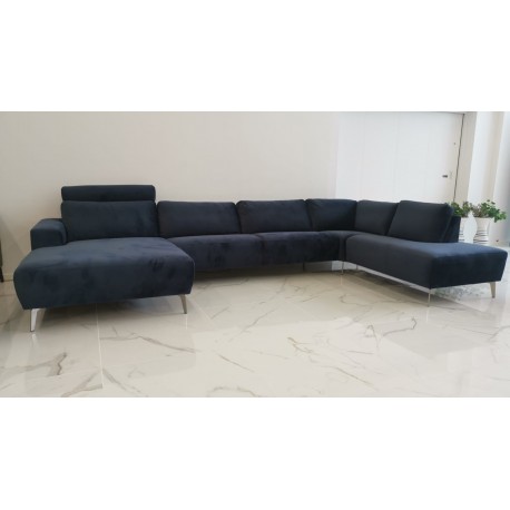 Hjort Knudsen NIO U-sofa venstrevendt Velour midnight blue