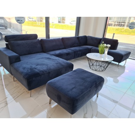 Hjort Knudsen NIO U-sofa venstrevendt Velour midnight blue