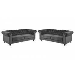 Charlietown 3+3 pers. sofasæt - Koksgrå velour