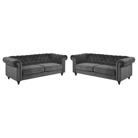 Charlietown 3+3 pers. sofasæt - Koksgrå velour