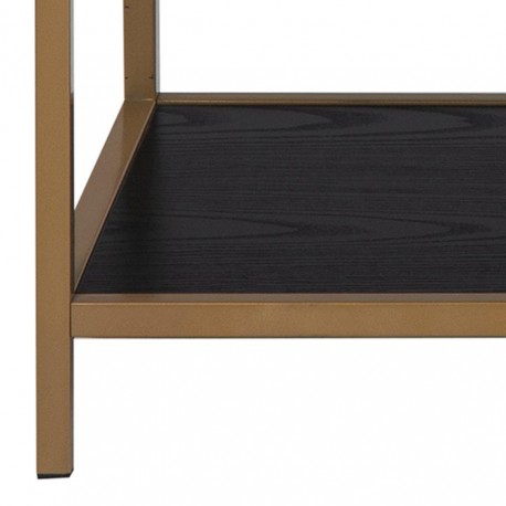 Seaford bogreol Guld højglans metal, 3 sort ask melamin hylder