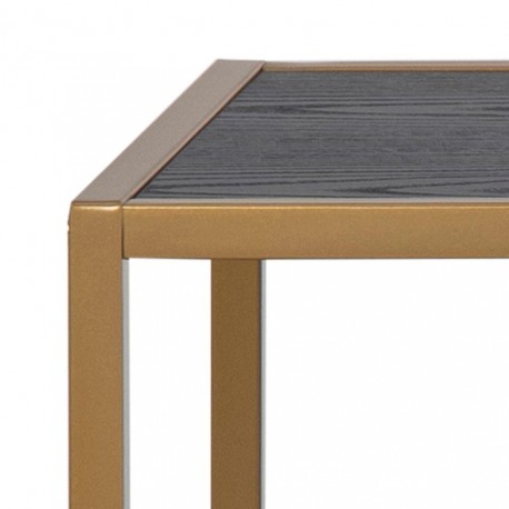 Seaford bogreol Guld højglans metal, 3 sort ask melamin hylder