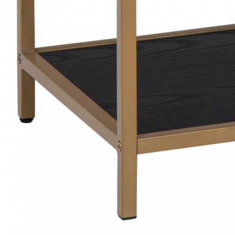 Seaford bogreol Guld højglans metal, 3 sort ask melamin hylder